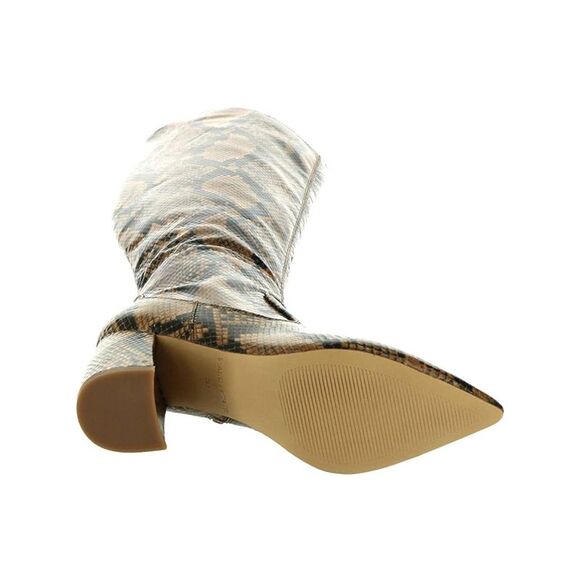 MARC FISHER Womens Brown Snakeskin Retie Pointed Toe Block Heel